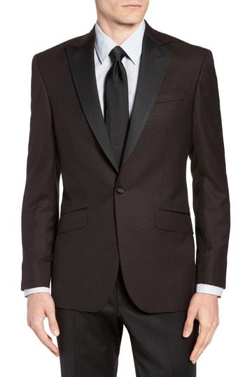 Men's Ted Baker London Jules Trim Fit Wool Dinner Jacket R - Burgundy