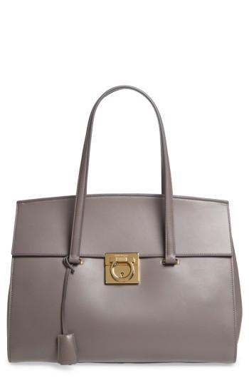 Salvatore Ferragamo Large Smooth Leather Tote -
