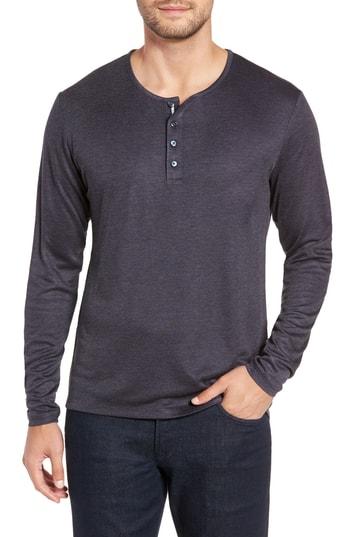 Men's Stone Rose Trim Fit Henley, Size - Blue
