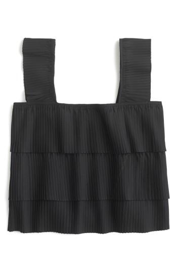 Women's J.crew Pleat Tank Top, Size - Black