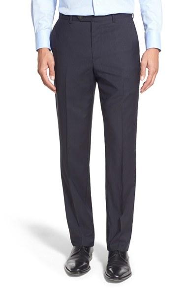 Men's John W. Nordstrom Flat Front Solid Wool Trousers