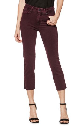 Women's Paige Hoxton Raw Hem Crop Straight Leg Jeans - Red