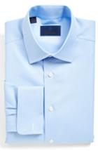 Men's David Donahue Regular Fit Dobby Check French Cuff Dress Shirt - 32/33 - Blue