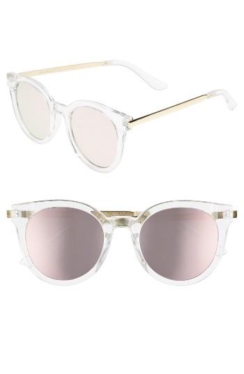 Women's A.j. Morgan Hi There 50mm Mirrored Round Sunglasses - Crystal/ Mirror