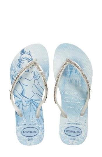 Women's Havaianas Slim Disney Princess Crystal Flip Flop /40 Br - White