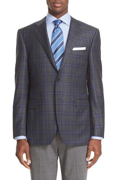 Men's Canali Classic Fit Check Wool Sport Coat L Eu - Grey