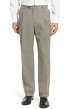 Men's Berle Pleated Houndstooth Wool Trousers X 32 - Grey