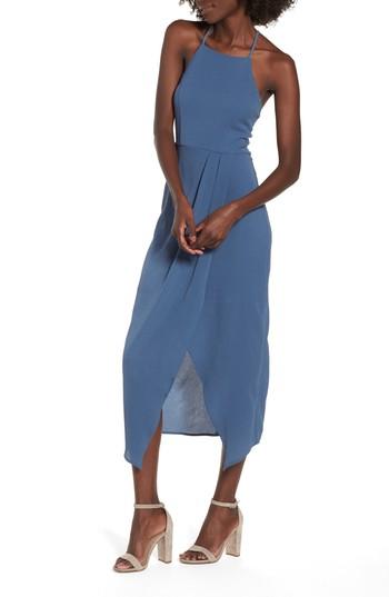 Women s Dee Elly Wrap Midi Dress Blue LookMazing