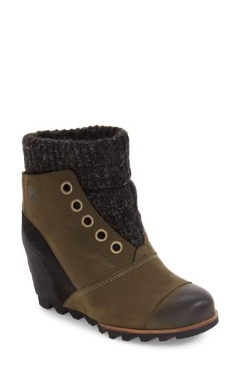 Women's Sorel Joanie Waterproof Wedge Bootie .5 M - Green