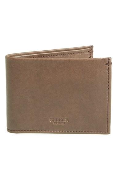 Men's Shinola Slim Bifold Leather Wallet - Brown