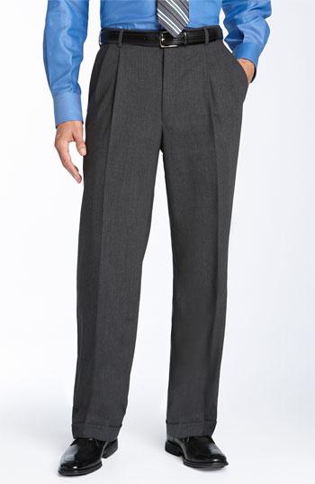 Men's Ballin Double Reverse Pleated Wool Twill Trousers - Grey