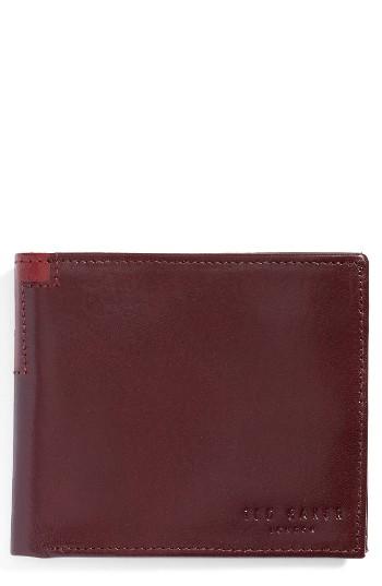 Men's Ted Baker London Freshing Leather Bifold Wallet - Red