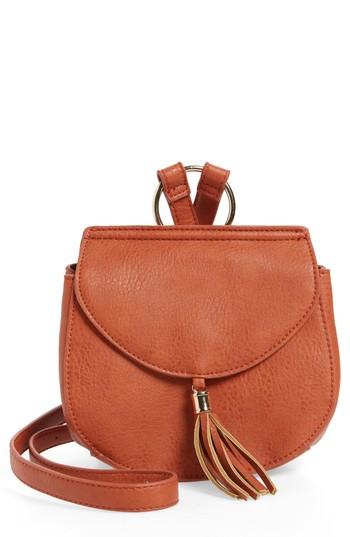 Emperia Tassel Faux Leather Crossbody Saddle Bag - Brown