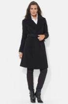 Women's Lauren Ralph Lauren Wool Blend Wrap Coat, Size 16 - Black (regular & ) (online Only)