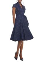 Women's Gal Meets Glam Collection Gloria Paisley Jacquard Fit & Flare Dress - Blue