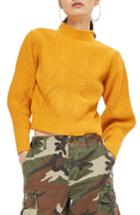 Women's Topshop Lace-up Back Sweater Us (fits Like 0-2) - Yellow