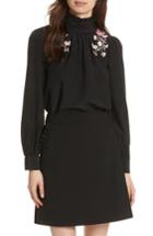 Women's Kate Spade New York Roslin Embroidered Silk Top - Black