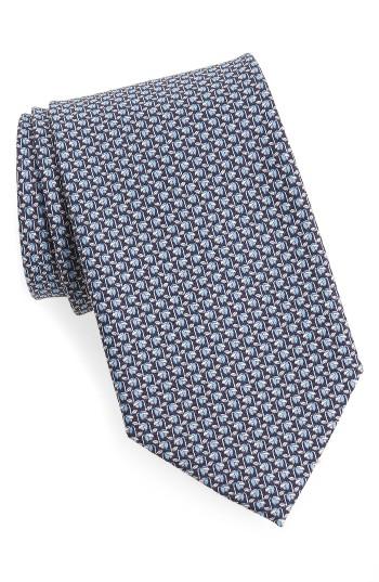 Men's Salvatore Ferragamo Dracena Print Silk Tie, Size - Blue