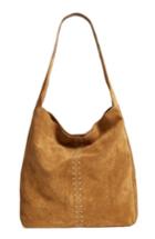 Topshop Sienna Studded Leather Hobo - Brown