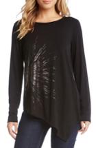 Women's Karen Kane Graphic Asymmetrical Hem Top - Black