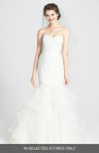 Women's Amsale 'carson' French Lace & Tulle Mermaid Wedding Dress, Size - Ivory