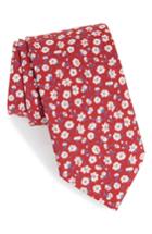 Men's Eton Floral Cotton & Silk Tie, Size - Red