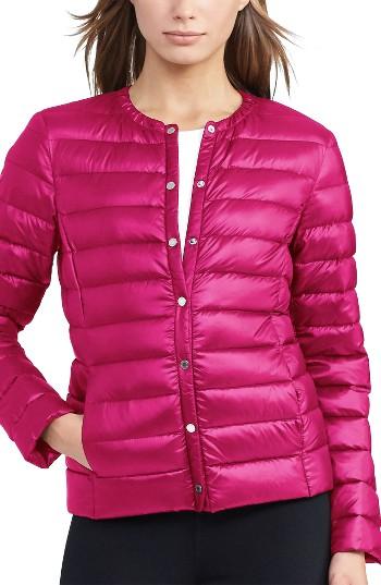 Women's Lauren Ralph Lauren Packable Quilted Collarless Down Jacket - Red