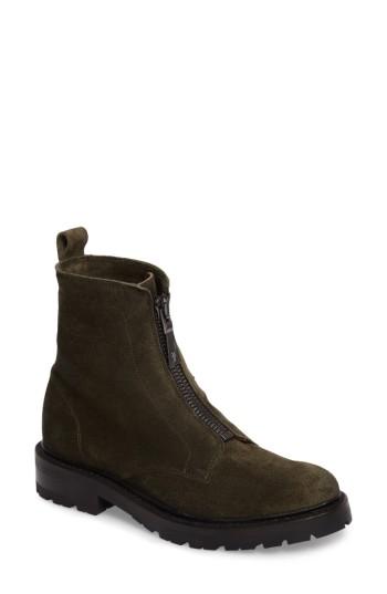 Women's Frye Julie Front Zip Combat Boot .5 M - Green