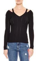 Women's Sandro Cutout V-neck Sweater - Black