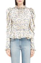 Women's Magda Butrym Ruffle Shoulder Silk Blouse Us / 36 Fr - Ivory