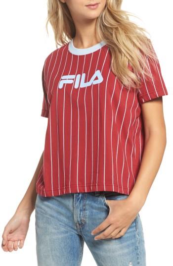 Women's Fila Lonnie Pinstripe Tee - Red