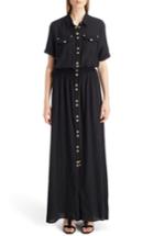 Women's Balmain Button Front Cotton Maxi Dress Us / 36 Fr - Black