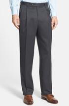 Men's Berle Pleated Wool Gabardine Trousers X 34 - Black