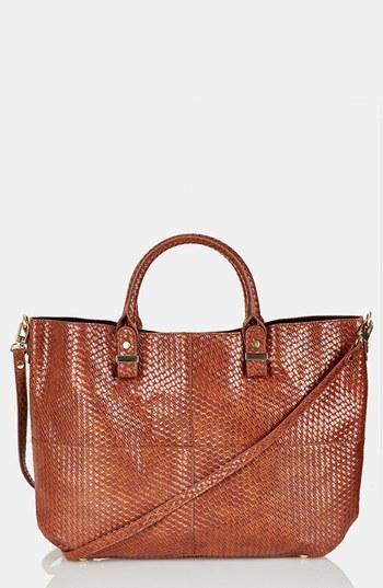 Topshop 'woven Lady' Faux Leather Tote, Extra