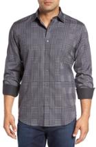 Men's Bugatchi Classic Fit Check Sport Shirt, Size - Black