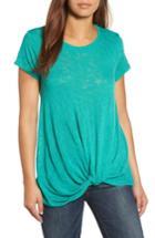 Women's Bobeau Jessica Twist Hem Slub Tee, Size - Green