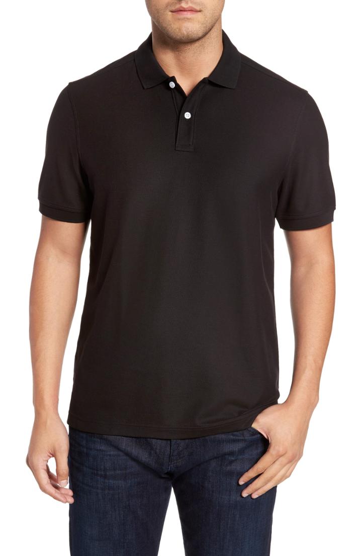 Men's Nordstrom Men's Shop Pique Polo, Size - Black