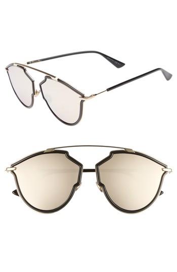 Women's Christian Dior 58mm Round Sunglasses - Black/ Gold
