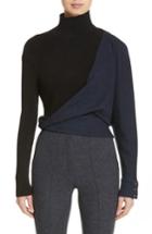 Women's Atlein Tweed Jersey & Knit Turtleneck Sweater Us / 38 Fr - Blue