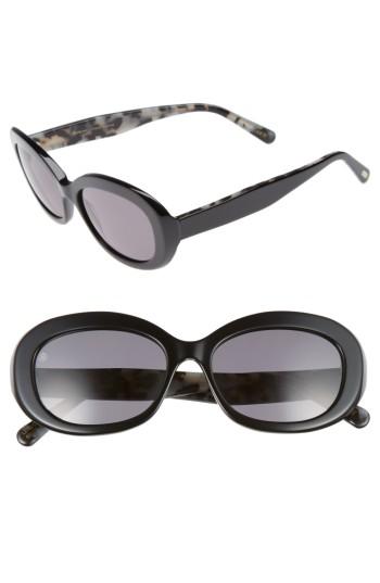 Women's D'blanc Strange Fascination 53mm Oval Sunglasses - Black Gloss/ Grey