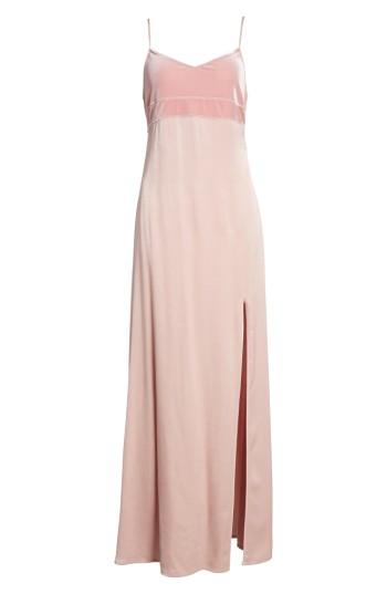Women's Leith Velvet & Satin Maxi Slipdress - Pink