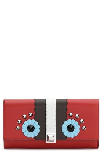 Women's Fendi Faces Leather Continental Wallet - Red