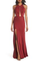 Women's La Femme Cutout Detail Satin Gown - Burgundy