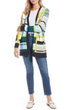 Women's 1901 Abstract Plaid Button Front Cardigan Sweater - Blue/green