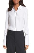 Women's Frame Long Cuff Silk Shirt - White