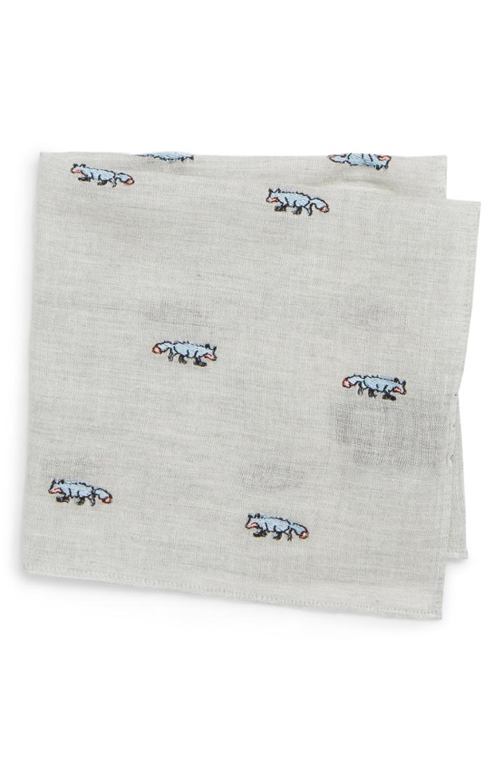 Men's Paul Smith Fox Cotton Pocket Square, Size - Grey