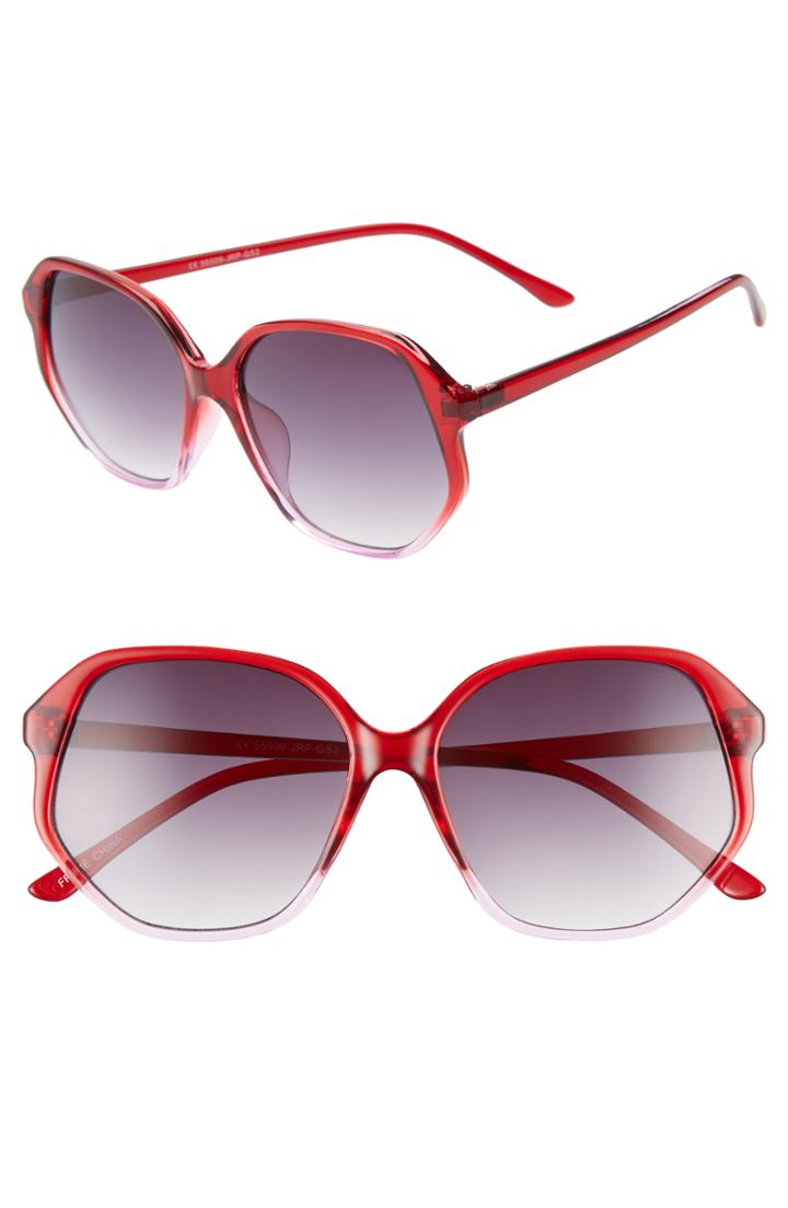 Women's Glance Eyewear 56mm Ombre Square Sunglasses - Red/ Pink Ombre