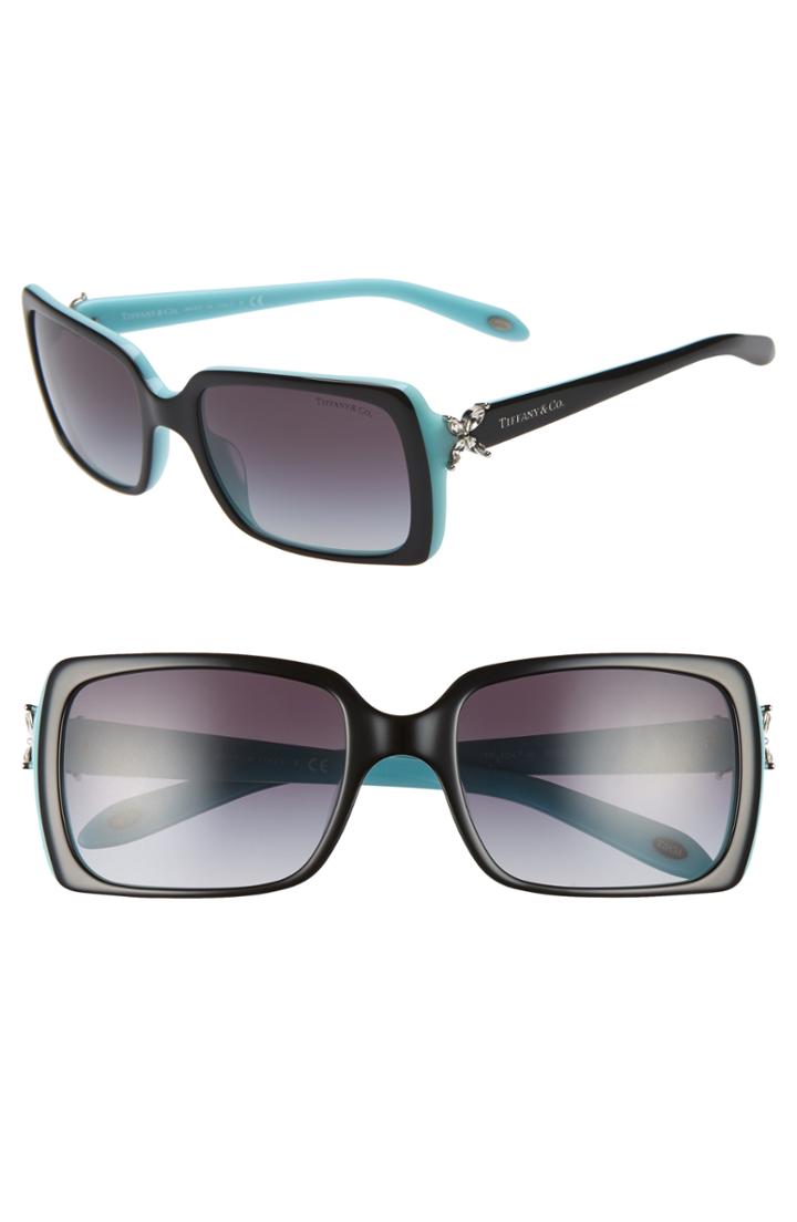 Women's Tiffany & Co. 55mm Square Sunglasses - Black/ Blue