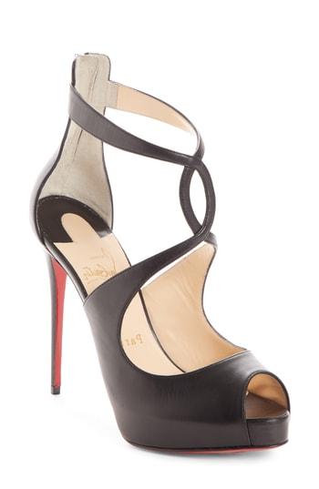 Women's Christian Louboutin Rosie Peep Toe Pump Us / 34eu - Black