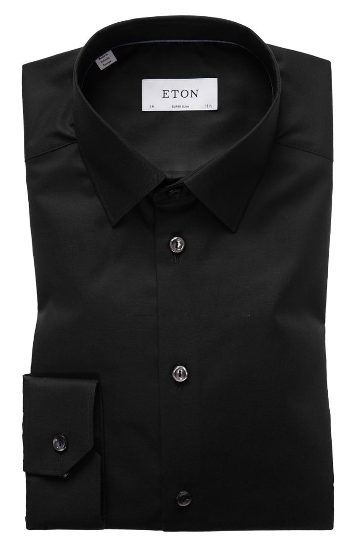 Men's Eton Super Slim Fit Solid Dress Shirt .5 - Black